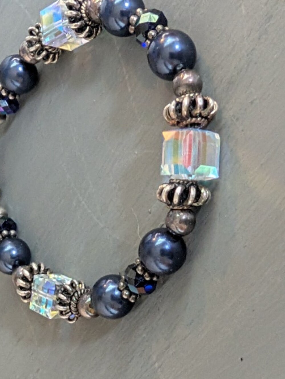 Colored Pearls & Crystal Beaded  Bracelet Toggle Clasp - Picture 4 of 4